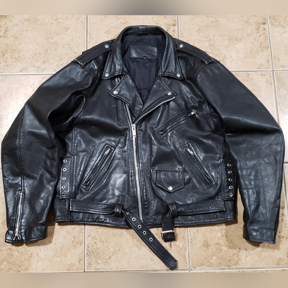 Motorcycle Leather Jacket Men's (XL) The Leather Ranch Vintage Black Jacket OBO